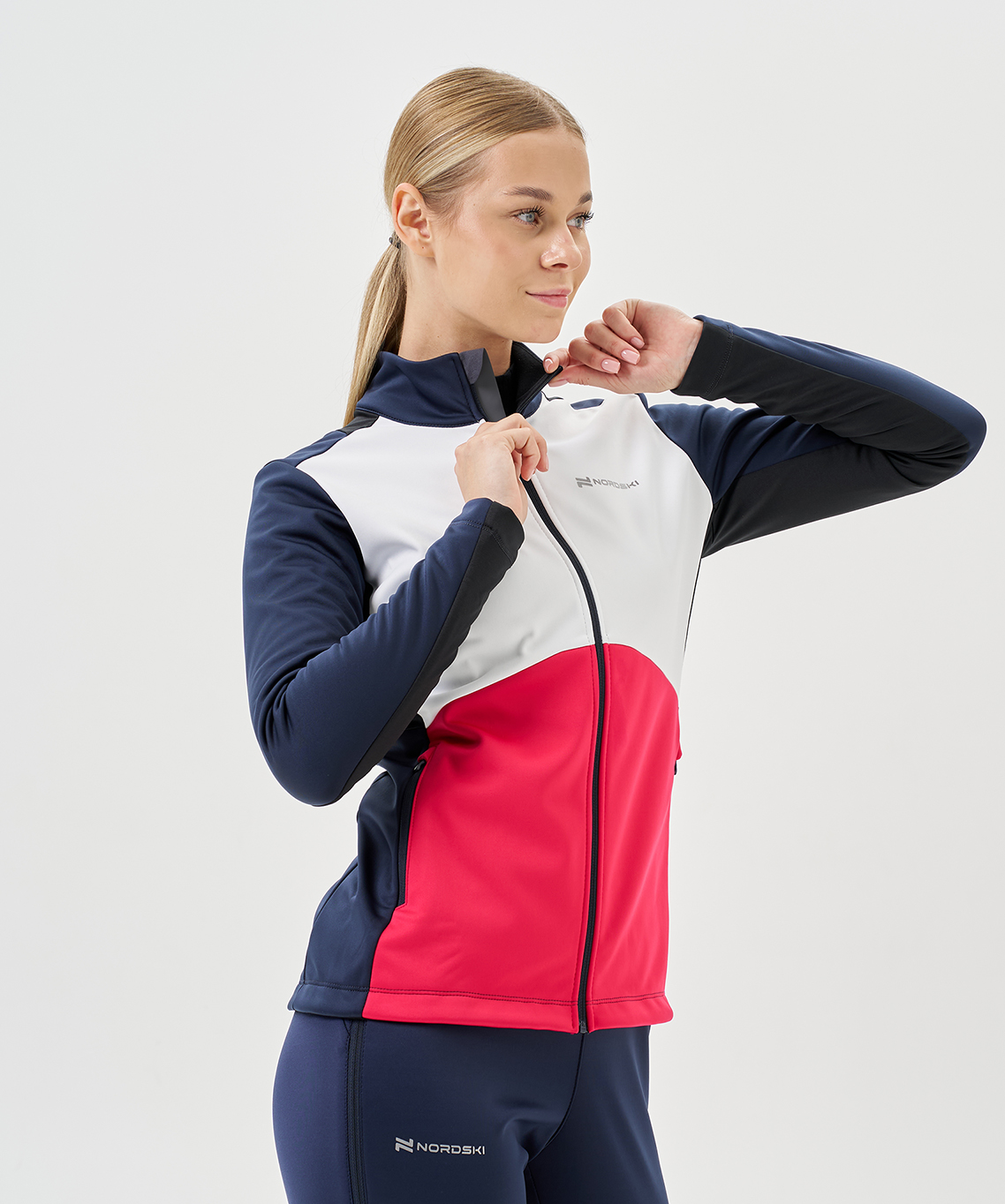 Тренировочная куртка Nordski Advance White/Pink/Blueberry W