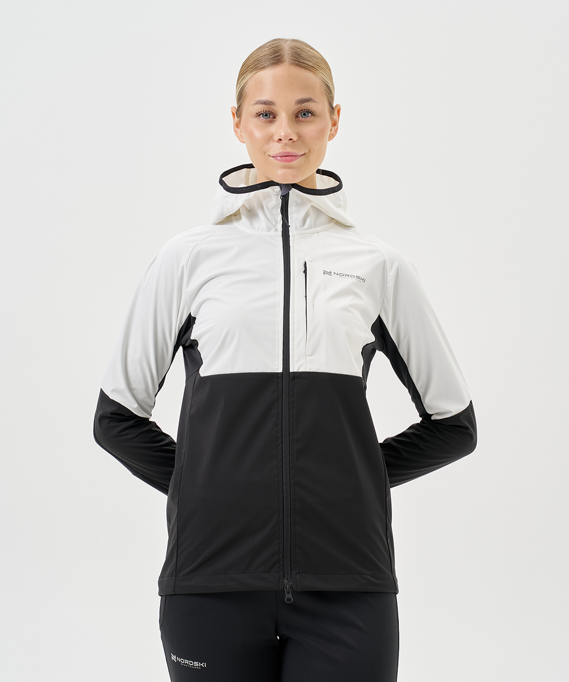 Тренировочная куртка Nordski PRO TOUR HOOD White/Black W
