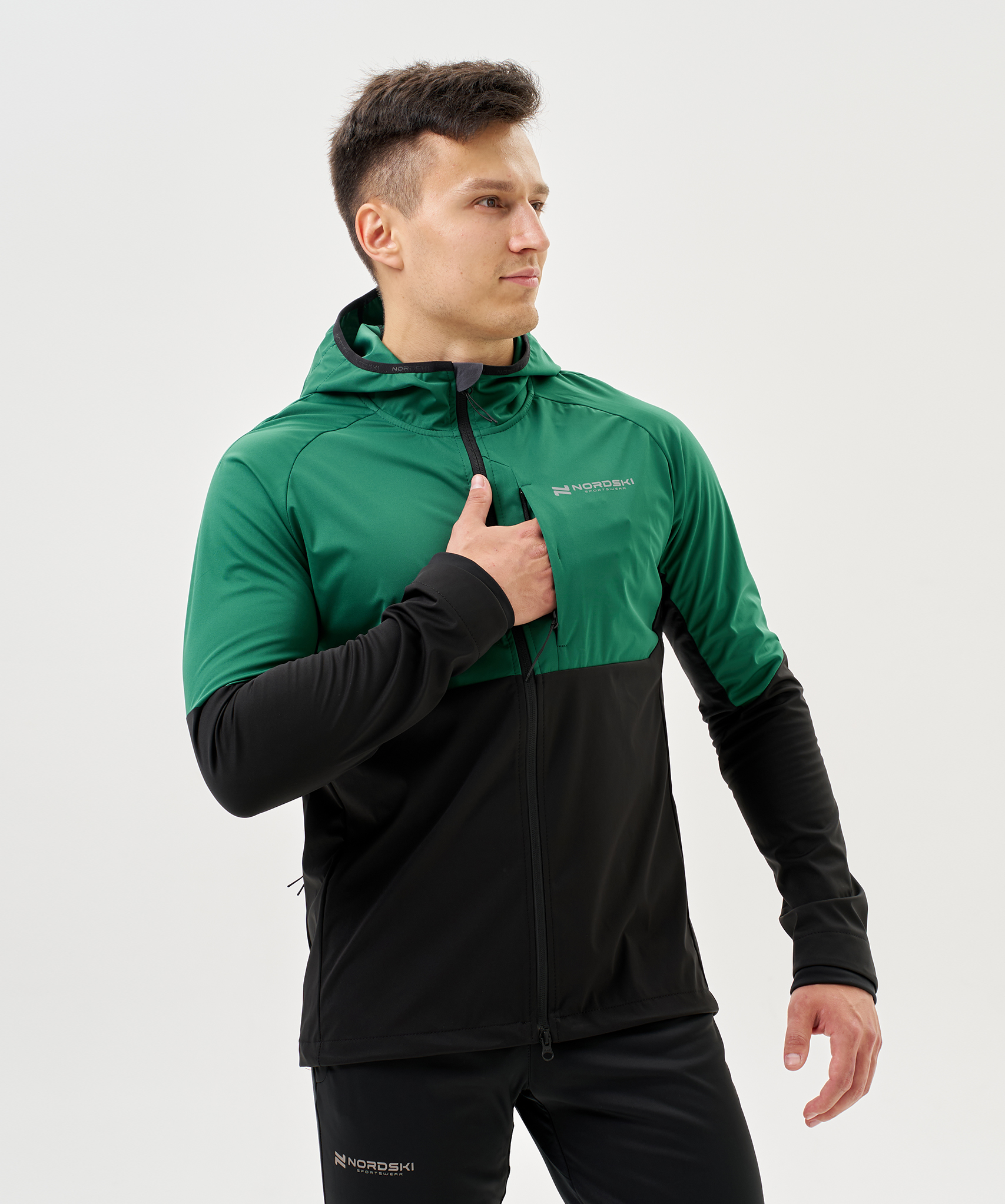 Тренировочная куртка Nordski PRO TOUR HOOD Alpine Green/Black